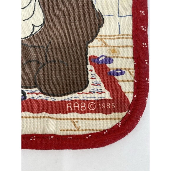 Vintage Square Oven Mitt Bear Home Sweet Home RAB 1985 Baking Cooking Kitchen - Picture 2 of 6
